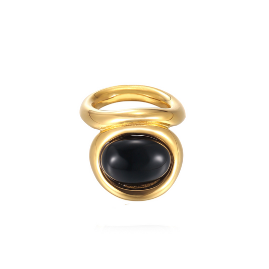 ANELLO COCKTAIL DI CARATTERE. NERO
