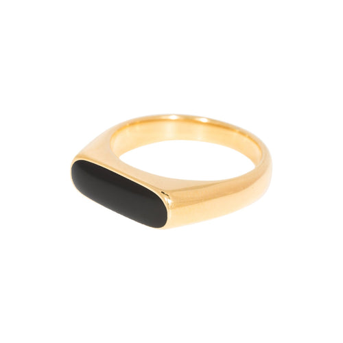 Black Shell Gold-Plated Ring
