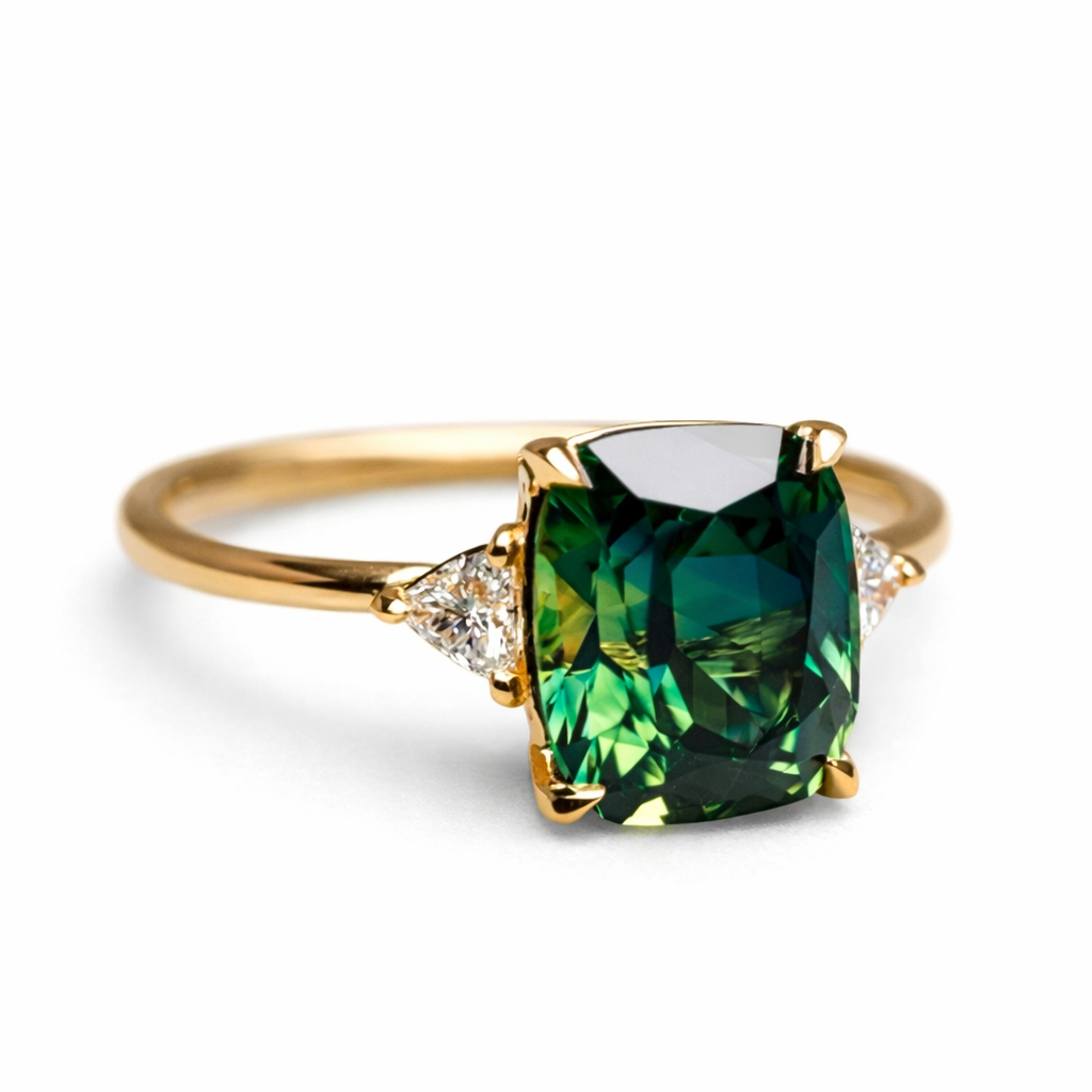 Fortuna - Anello in zircone verde in oro