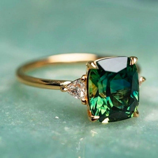 Fortuna - Anello in zircone verde in oro